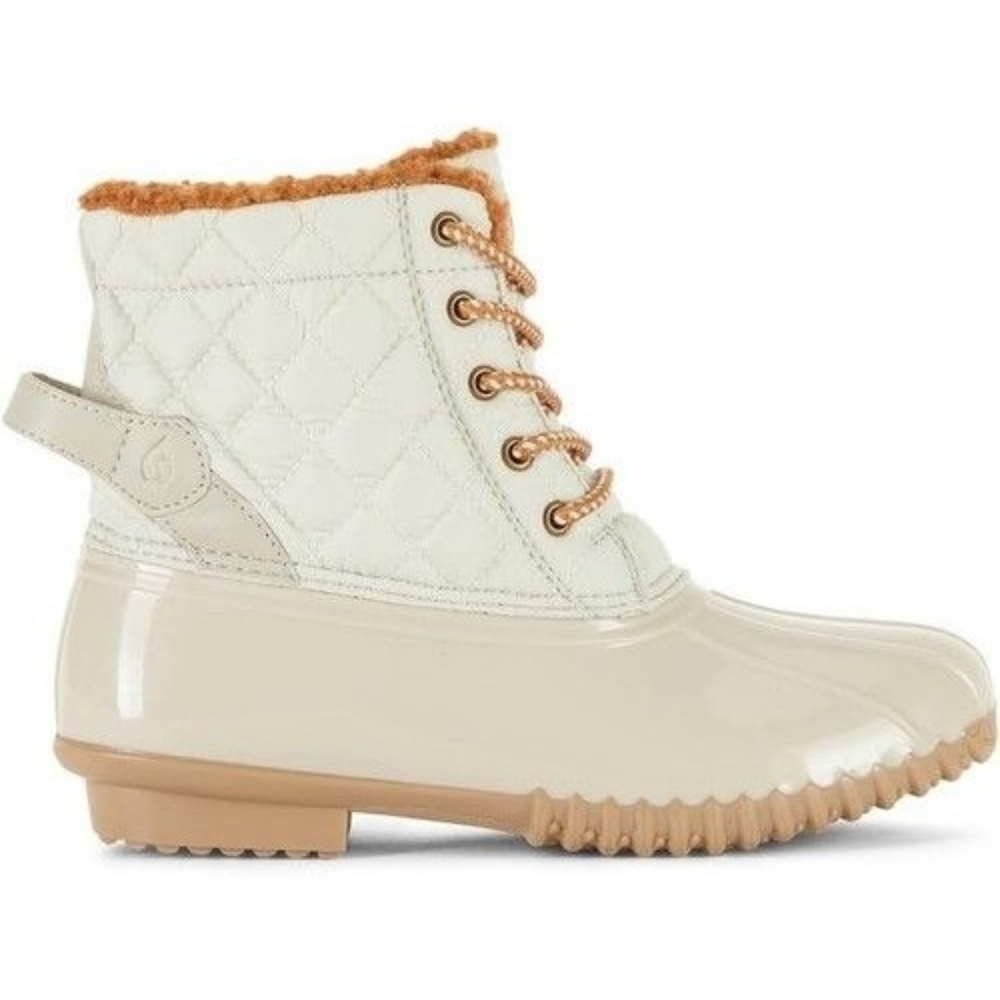 Sporto Andie Women’s Duck Boots Size 10 Cream Tan Quilted Waterproof Insulated